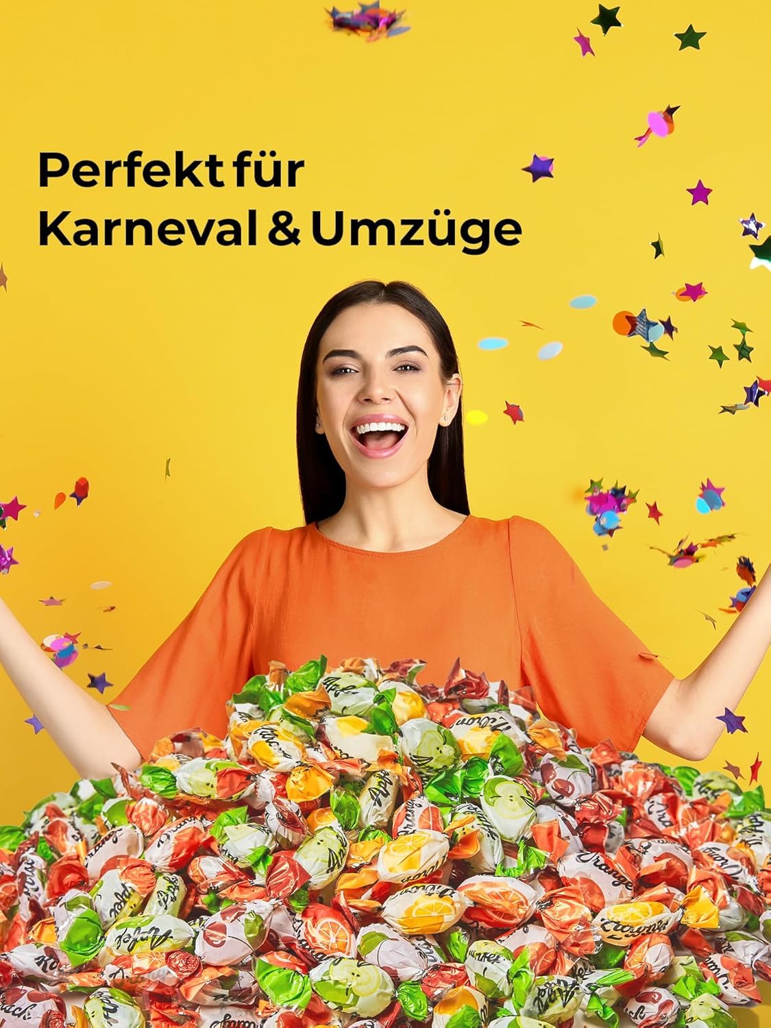 vontek 10 kg Bonbons Großpackung – 1800 Bonbons einzeln verpackt – Perfektes Wurfmaterial für Karneval, Fasching, Halloween, Messen – Fruchtbonbons, Mini Bonbon, bunt gemischt
