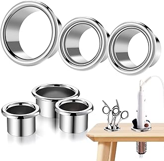 3 Pcs Hair Dryer Holder Insert Curling Iron Holder Stainless Steel Salon Station Appliance Hair Styling Tool Tube Comb Organizer for Hairdresser Bathroom(Sliver,3"+2"+2")