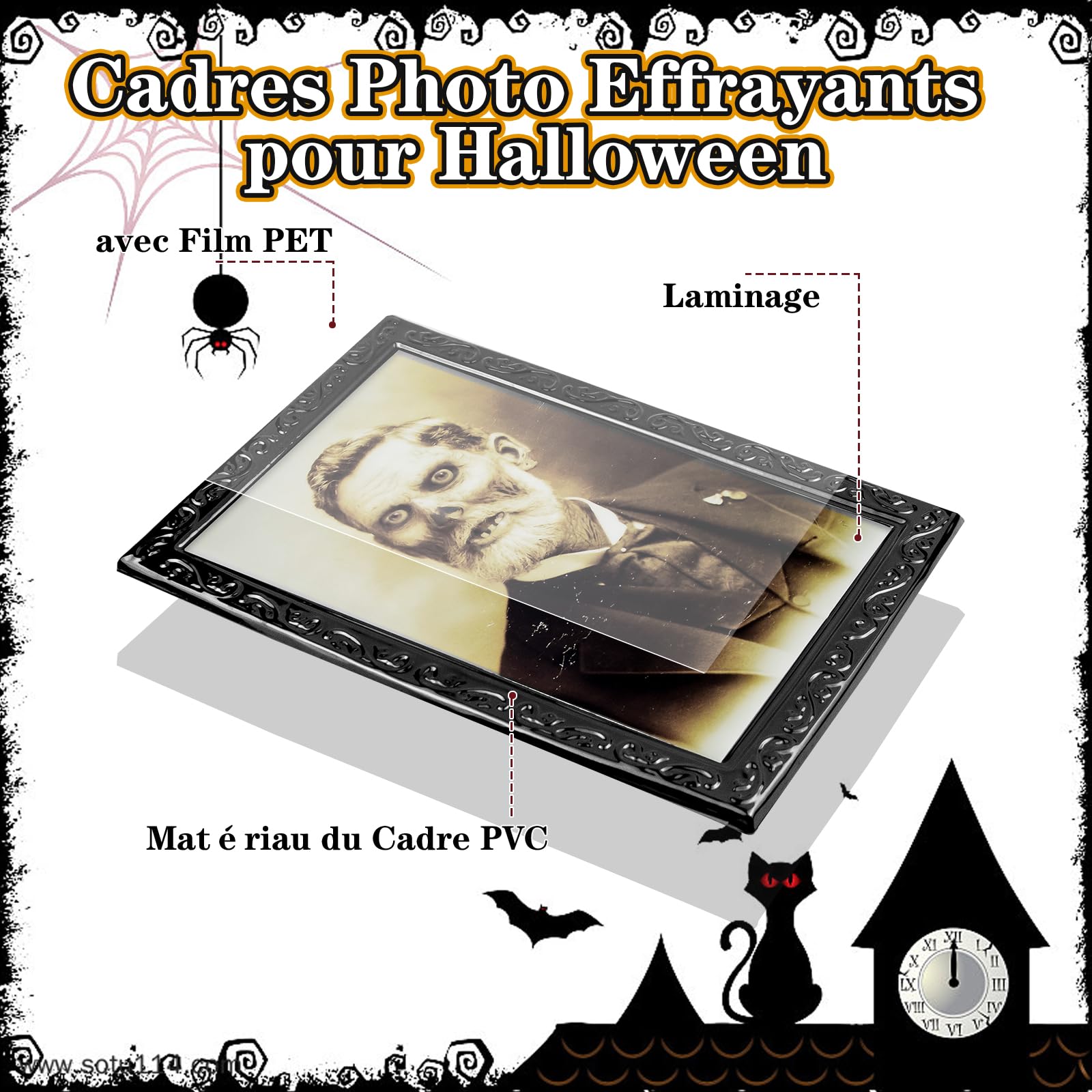 Decorazioni Halloween Fantasma - 4 Pezzi Ritratti 3D Per Interni/Esterni - Foto 4