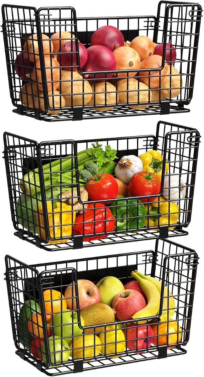 Magnetic Shelf for Fridge - 3 Pack Fruit & Vegetable Storage Organizer