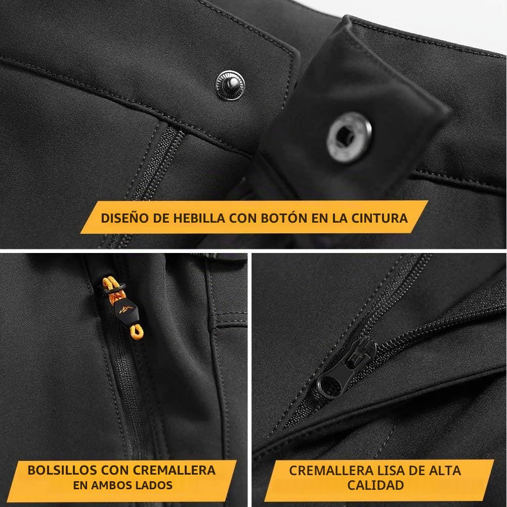 FLYGAGA Pantalones Softshell de esquí al Aire Libre para Mujer Pantalones de Senderismo Forro Polar Pantalones Impermeables de Secado rápido Pantalones funcionales Otoño Invierno