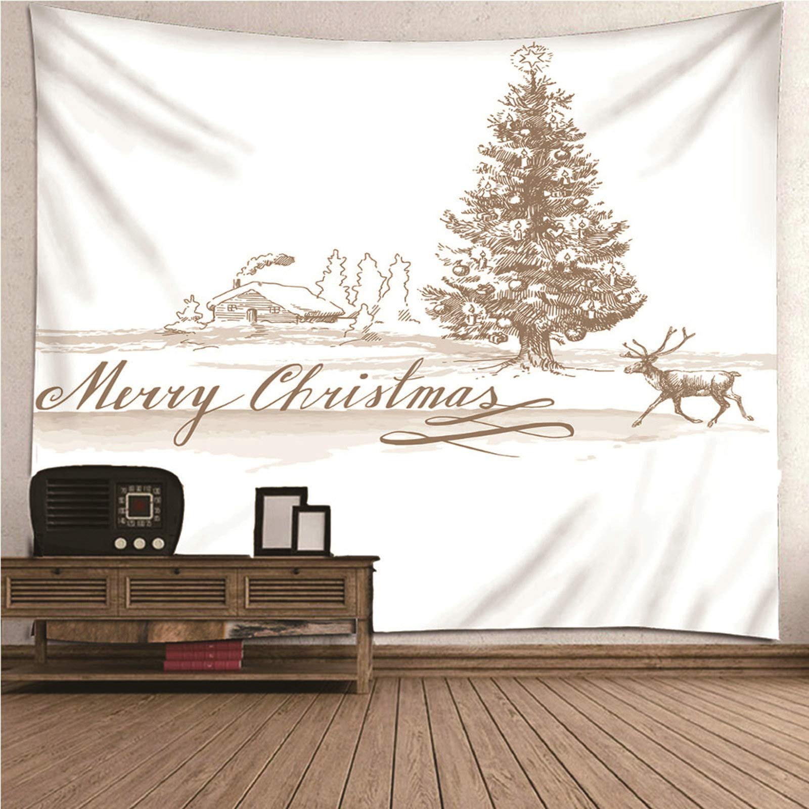 Tapiz de pared de Navidad KnSam de 210x140cm en color blanco