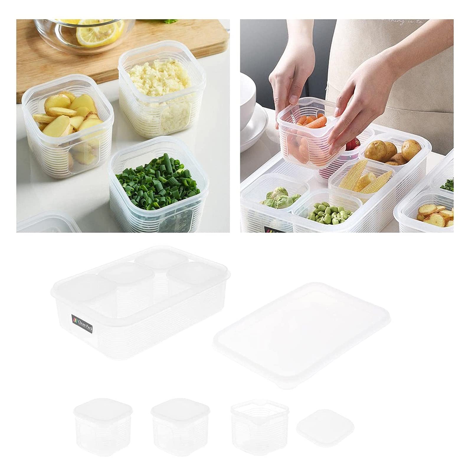JSY Caja de almacenamiento de plástico con tapa, organizador de cocina, nevera, piezas y accesorios