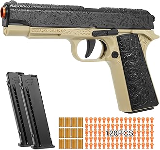 Toy Gun, 1911 Semi Auto Pistol Gun Toy for Boys, Empty Shell Ejecting Toy Gun with 120 Soft Bullets, Realistic Gun Toy Model, Kids Plastic Toy Pistol for 8+ (Sand)