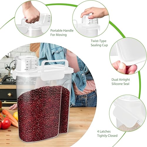 Miniatura 4 de Recipiente de almacenamiento de arroz, dispensador hermético de alimentos secos de 5 a 10 libras, recipiente de comida para mascotas, perros y
