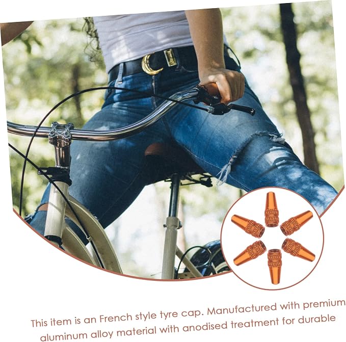 6 tapas anaranjadas para válvulas de bicicleta de aluminio miniatura 7