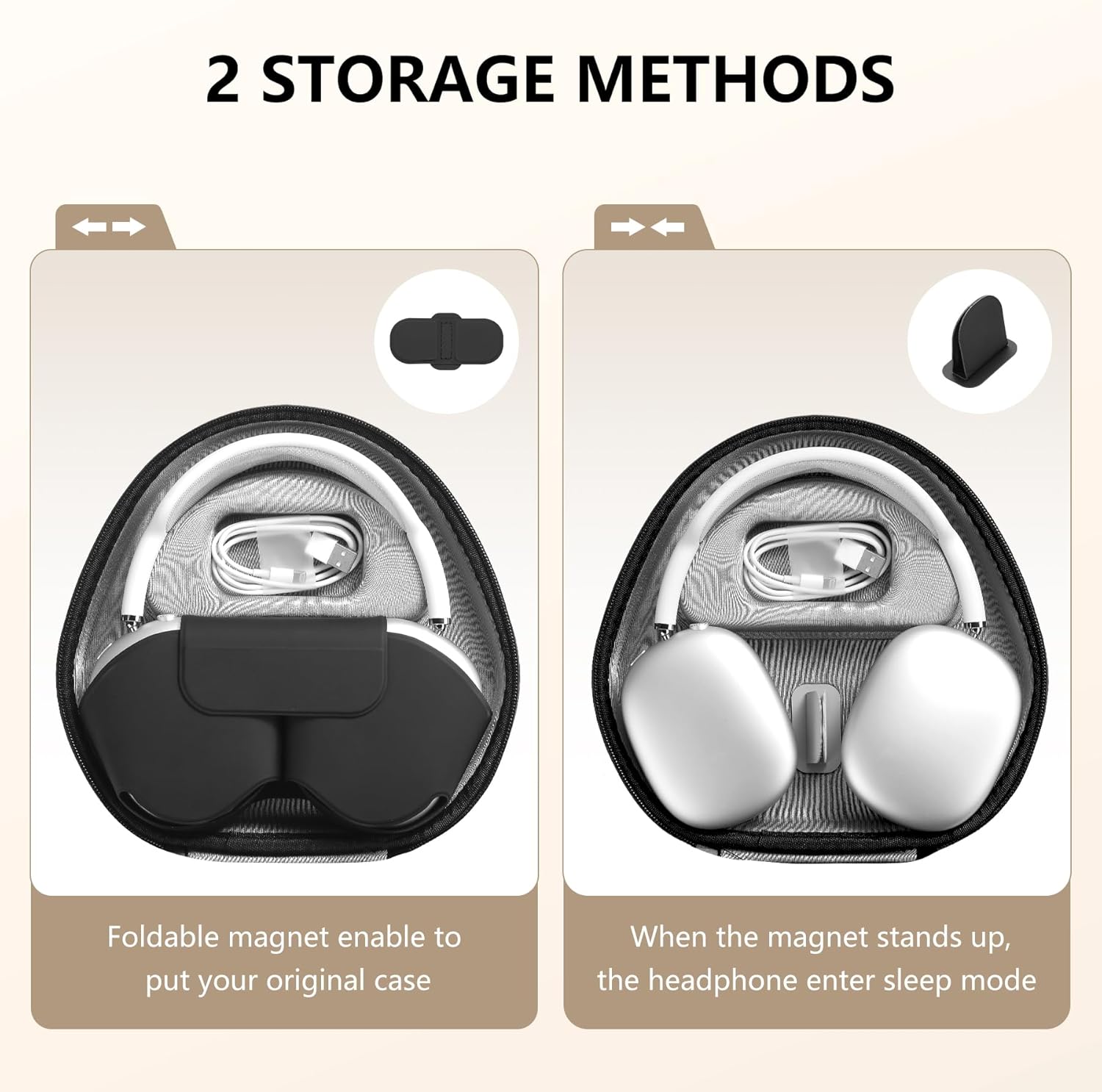 for Airpods Max Case Cover,Smart Case with Sleep Mode Made by Air pods,Compatible with Apple AirPod Max,Protective Carry Travel Cover AirPod Pro Max Cases,Headphone,Black