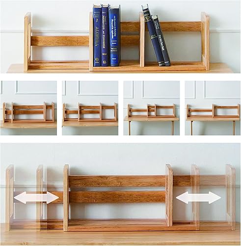 Miniatura 4 de klotski Estantería de escritorio expandible, estantería de madera orgánica para organización de archivos, mini estantería organizadora de estantería
