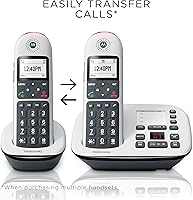 Vista 2 de Teléfono inalámbrico Motorola CD5011 con contestador automático y 1 auricular DECT 6.0, botones grandes, pantalla retroiluminada grande, aumento