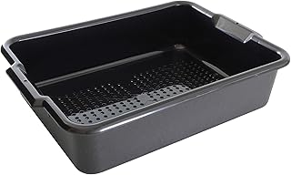 Thunder Group PLBT505BPF Bus Box, 1-Compartment, 21-1/2"L x 15-3/8"W x 5" deep, Perforated, Integrated Handles, Stackable, Polypropylene, Black