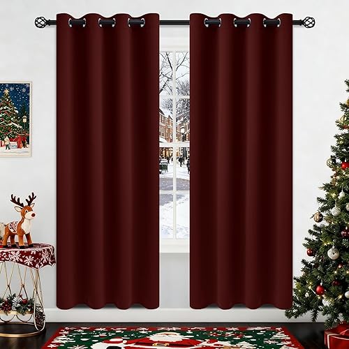 Miniatura 106 de COSVIYA Cortinas 100% opacas para dormitorio con forro negro, bloqueo de luz completa, aislamiento térmico y ojales, tratamiento de ventana de 54