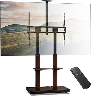 Duolite mobile support TV électrique pour 45-110" max. 120 kg, élévateur TV motorisé avec réglage progressif de la hauteur par télécommande, max. VESA 900x800, avec étagères et prise de courant