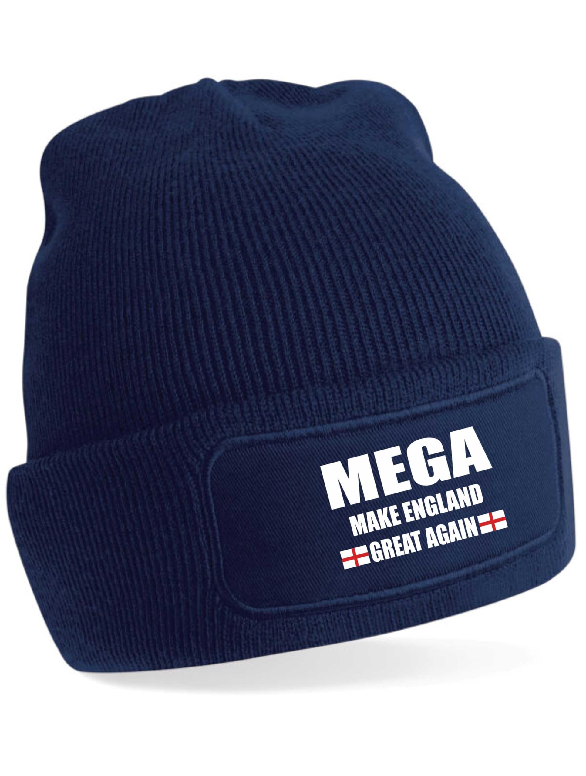 Print4U Beanie Hat Mega Make England Great Flag St George Cross English Pride Blue