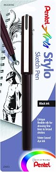 Pentel Arts Stylo Sketch Pen, Black Ink, 1 Pack JM20BPAE