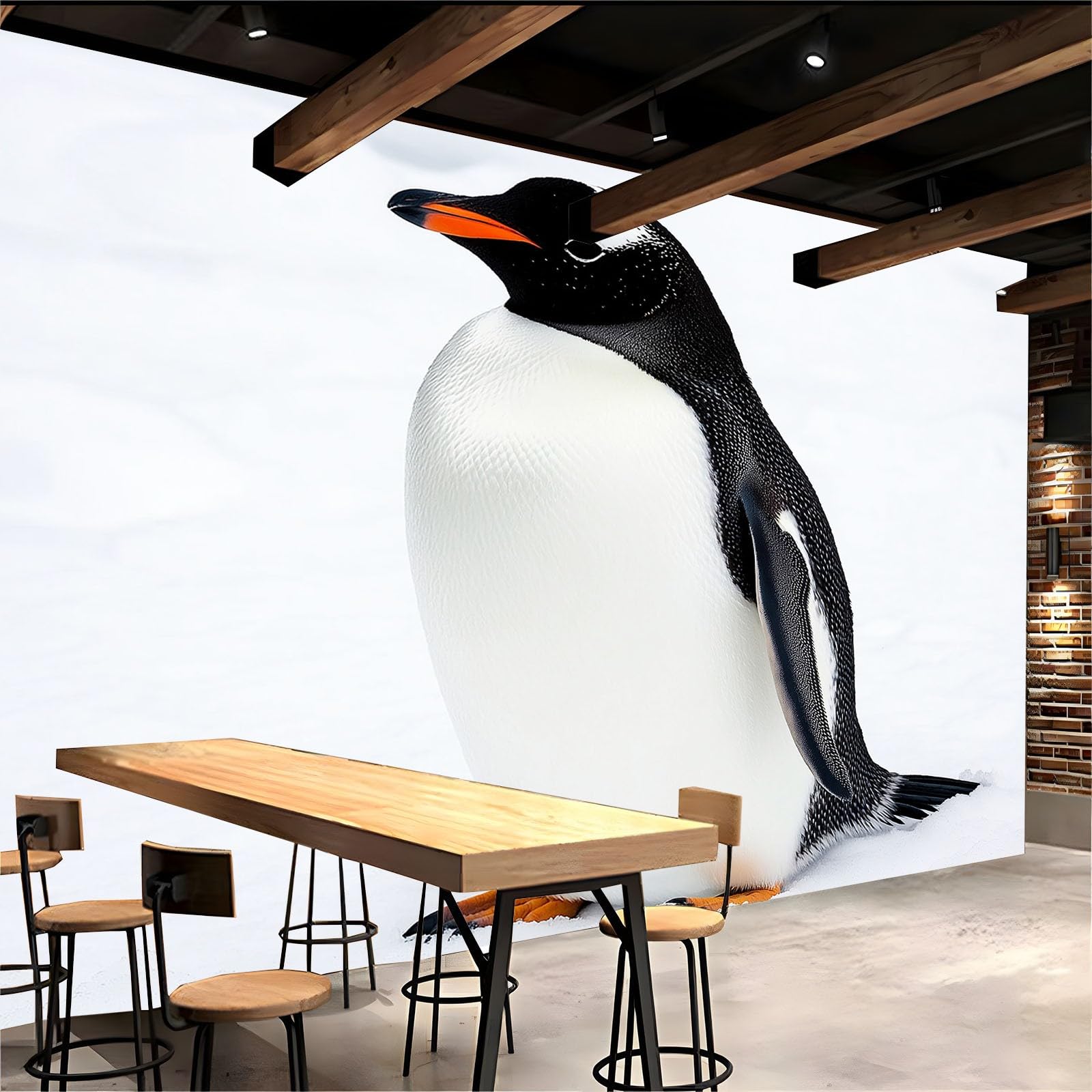 Tapeta murale zwierzę pingwin biały 250 x 175 cm 3D fototapeta, druk HD mural ścienny gigantyczny plakat, nowoczesny salon sypialnia pokój dziecięcy tło dekoracja ścienna