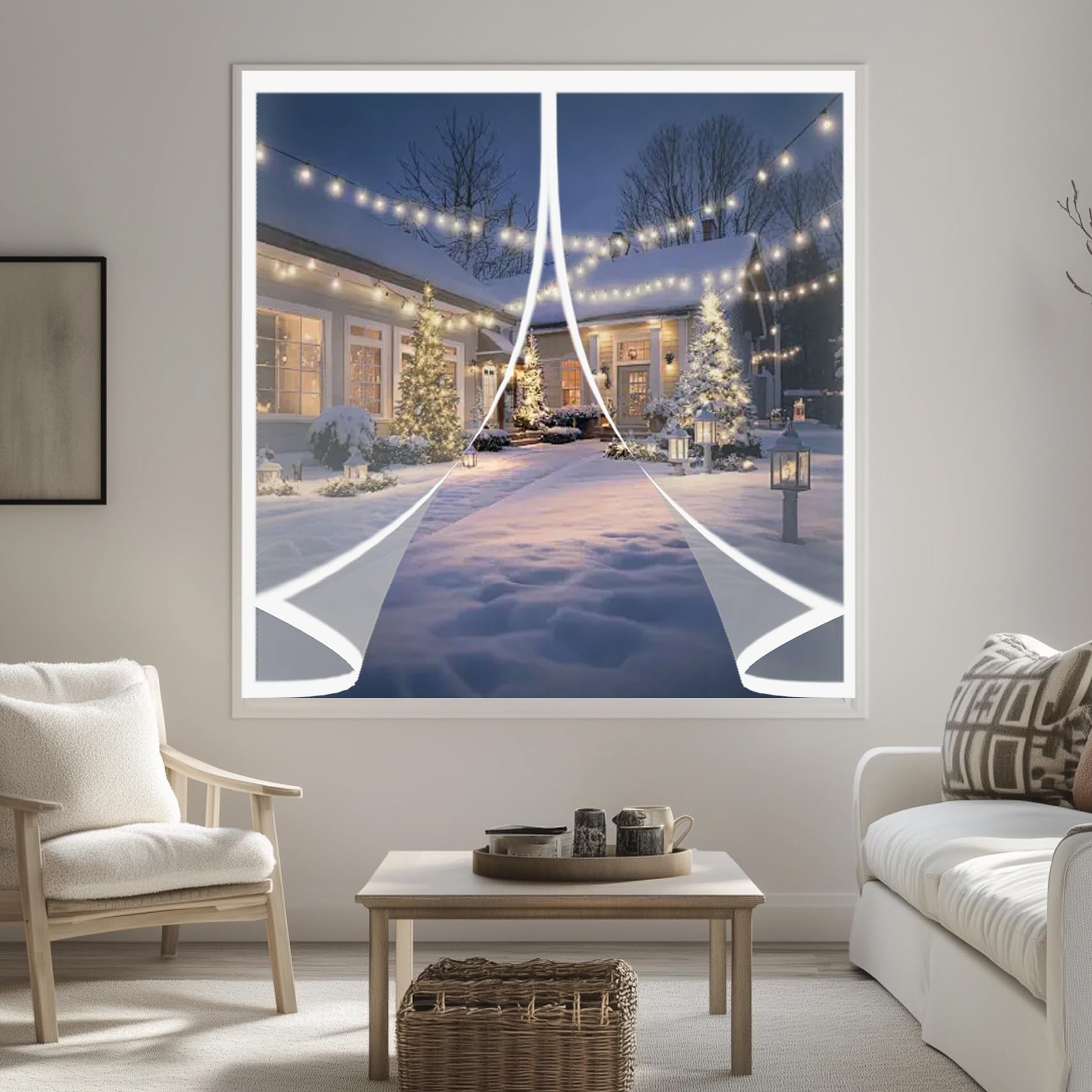 Rideau de Fenêtre Thermique Magnétique 118x58 cm Étanche et Coupe-Vent pour Maison