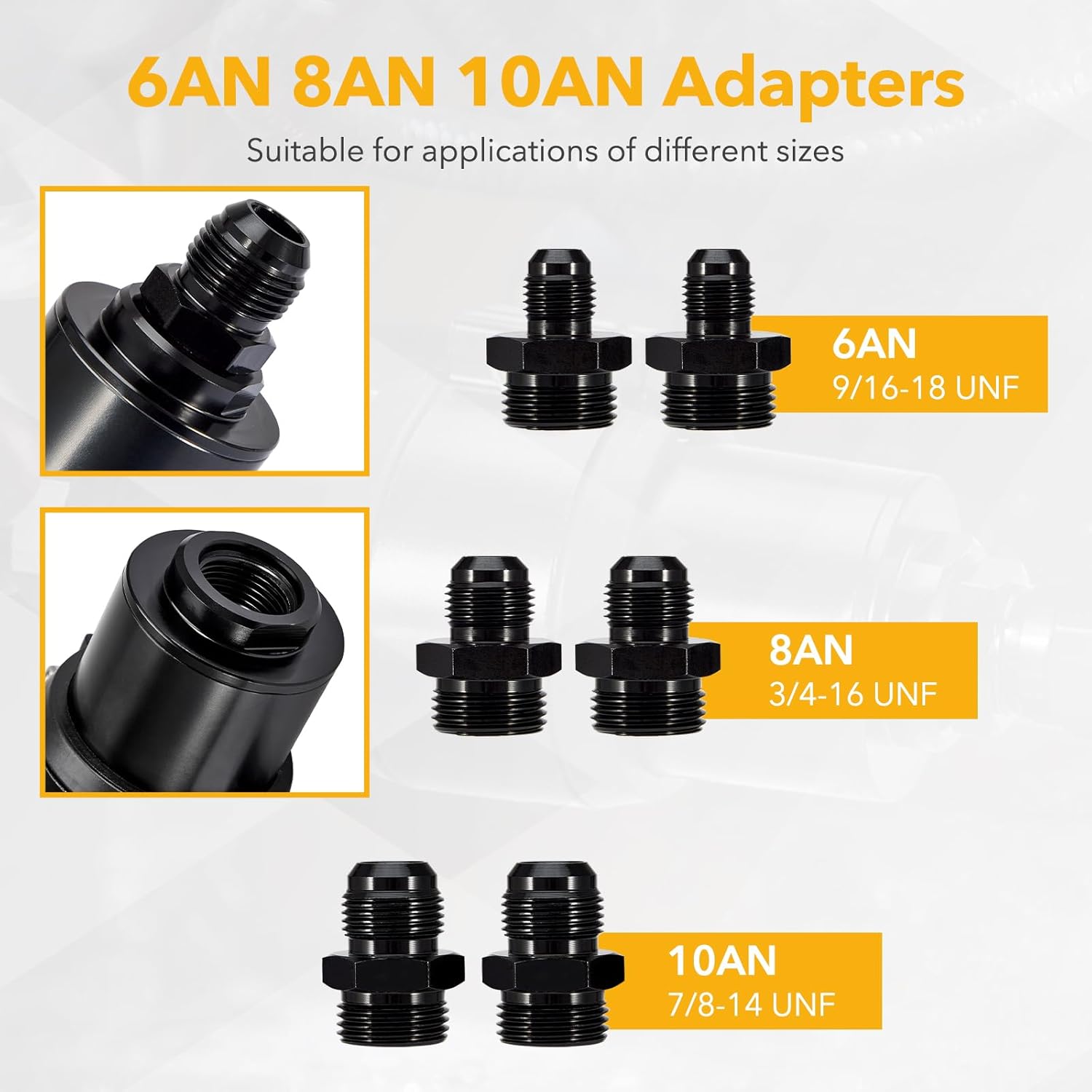 10 Micron Inline Fuel Filter with 6AN 8AN 10AN Adapter&50MM Universal Bracket Clamp,Oil Fuel Filter Kit for Filtering Gasoline,Diesel,E85-Black