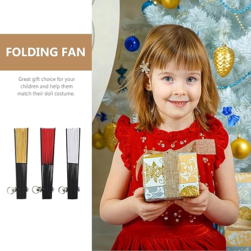 Miniatura 3 de jojofuny Mini ventilador plegable, 3 piezas, accesorios para casa de muñecas, ventiladores de mano de papel en miniatura, ventilador plegable