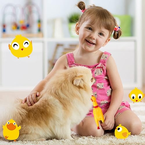 Miniatura 3 de Honoson 50 piezas de pollos de goma con chillido, juguetes de pollo ruidosos para perros, gran cantidad de juguetes para mascotas, perros adultos,