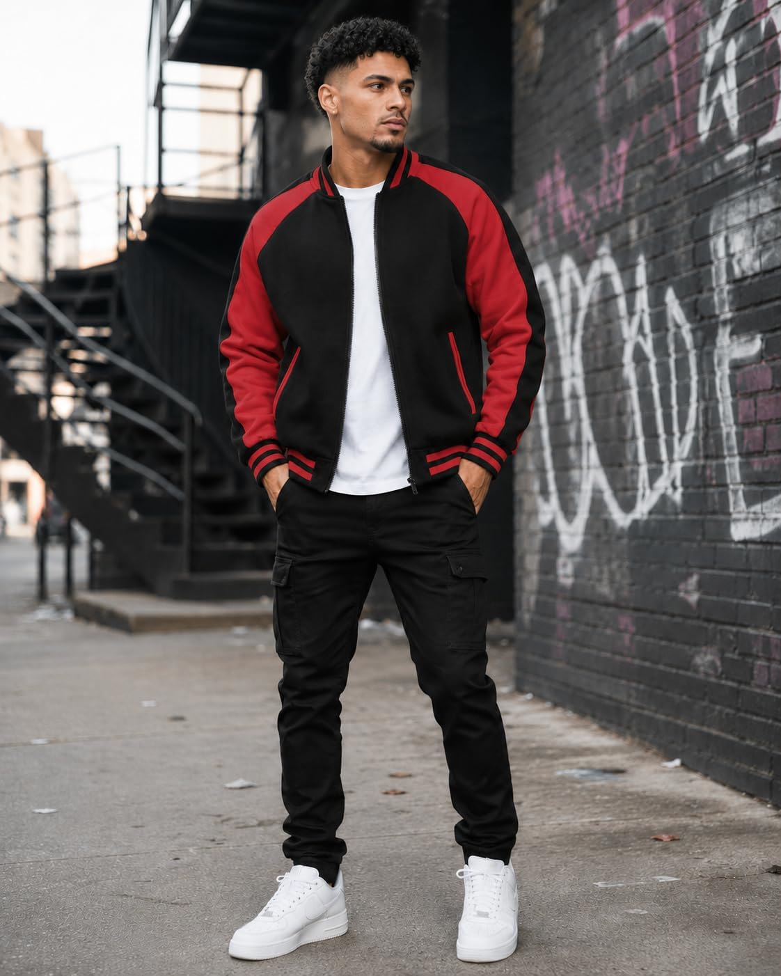 Decrum Raglan Varsity Jacket Men - High School Bomber Mens Baseball Jackets