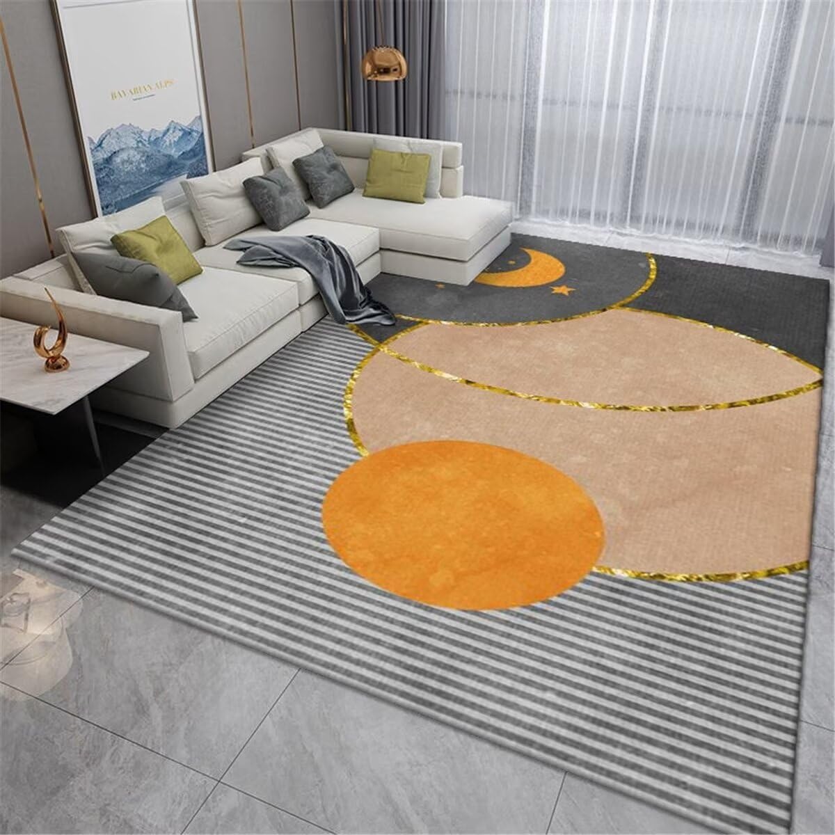 Paillasson exterieur gris orange et tapis de salon rectangulaire lavable