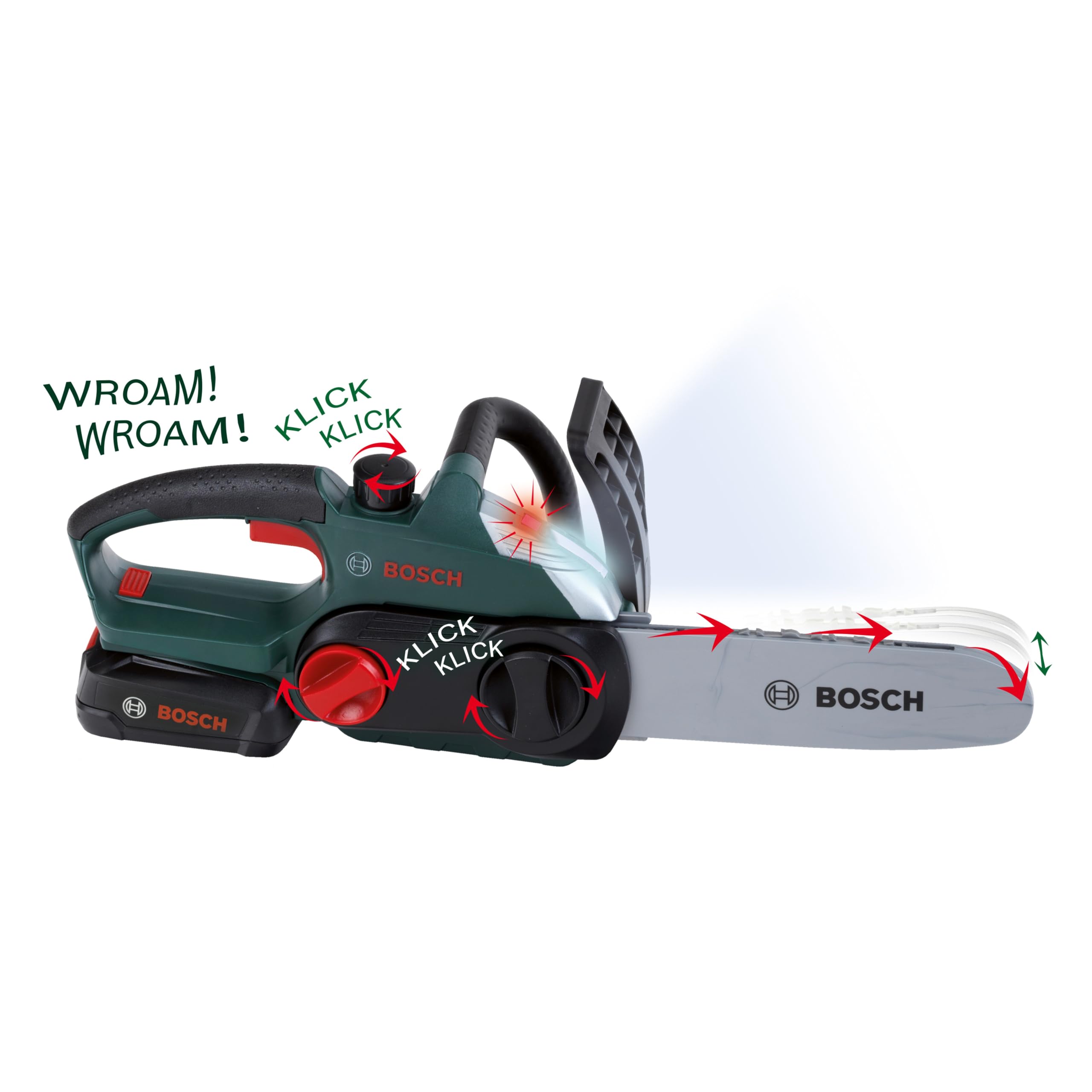 Theo Klein 8399 Bosch Chain Saw I Authentic Replica of the Original I Battery - Powered Saw with Light and Sound Effects I Toy for Children Aged 3 Years and up