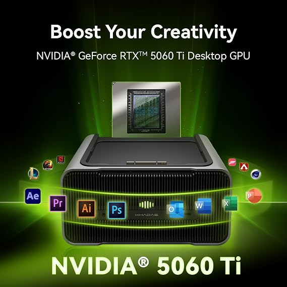Khadas Mind Graphics 2 eGPU External Graphics Card with NVIDIA RTX 5060 Ti 16GB GDDR7, Desktop GPU for Thunderbolt 4 Laptops, 4K & 8K Output via HDMI 2.1b / DP 2.1b, PCIe 4.0 x8, Built-in Speakers
