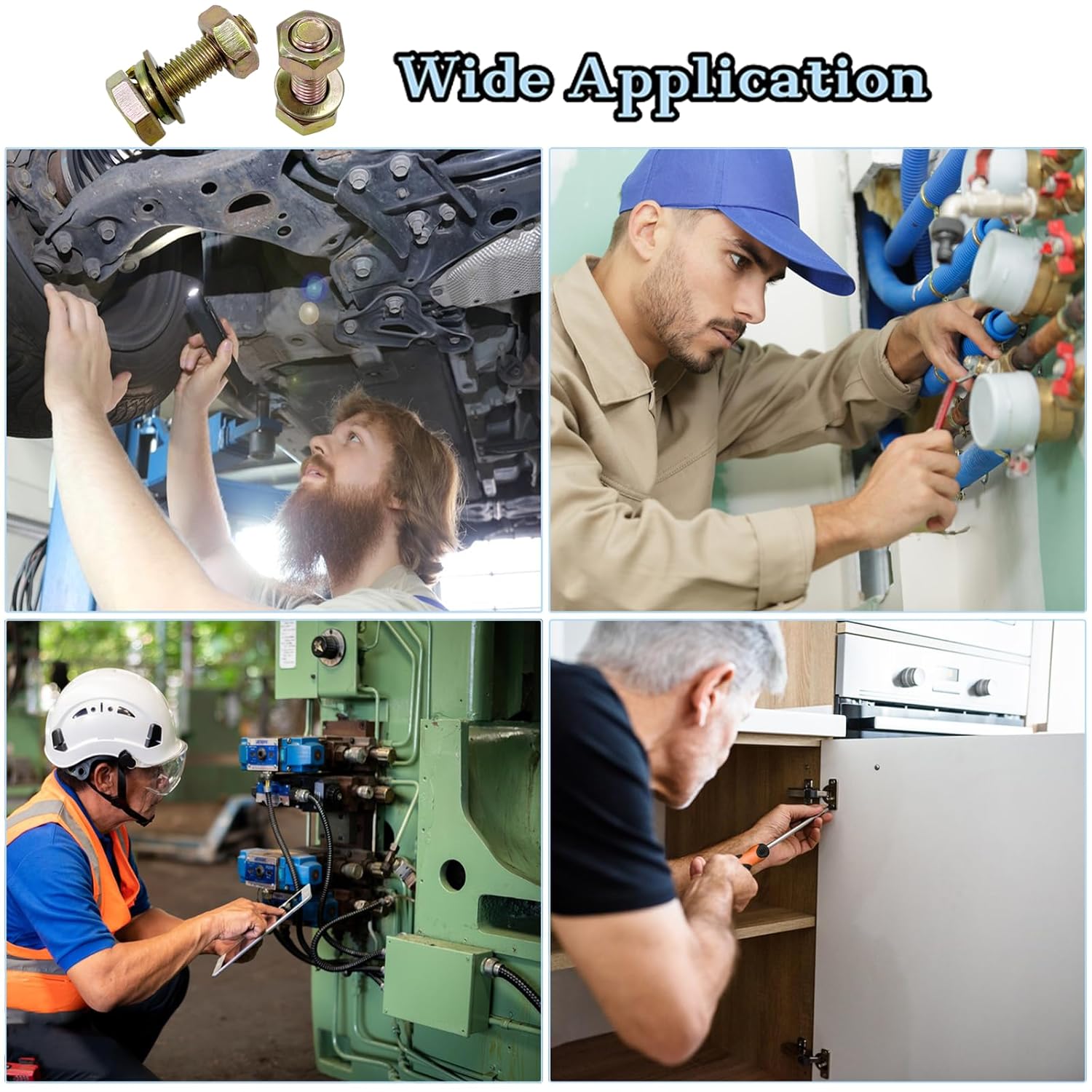 2001pcs Metric Bolt Assortment, Nuts and Bolts Assortment Kit, Metric Bolt Kit, M4 M5 M6 M8(12-40mm) Grade 8.8 Heavy Duty Bolts and Nuts Kit, Yellow Zinc Plated Coating, 20 Sizes