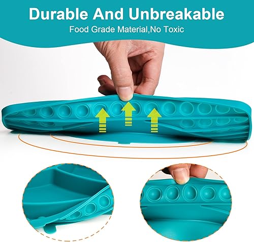 Miniatura 2 de Bozily Platos para bebé con succión, paquete de 7 suministros de alimentación para bebé, utensilios de bebé autoalimentados, cucharas y tenedores