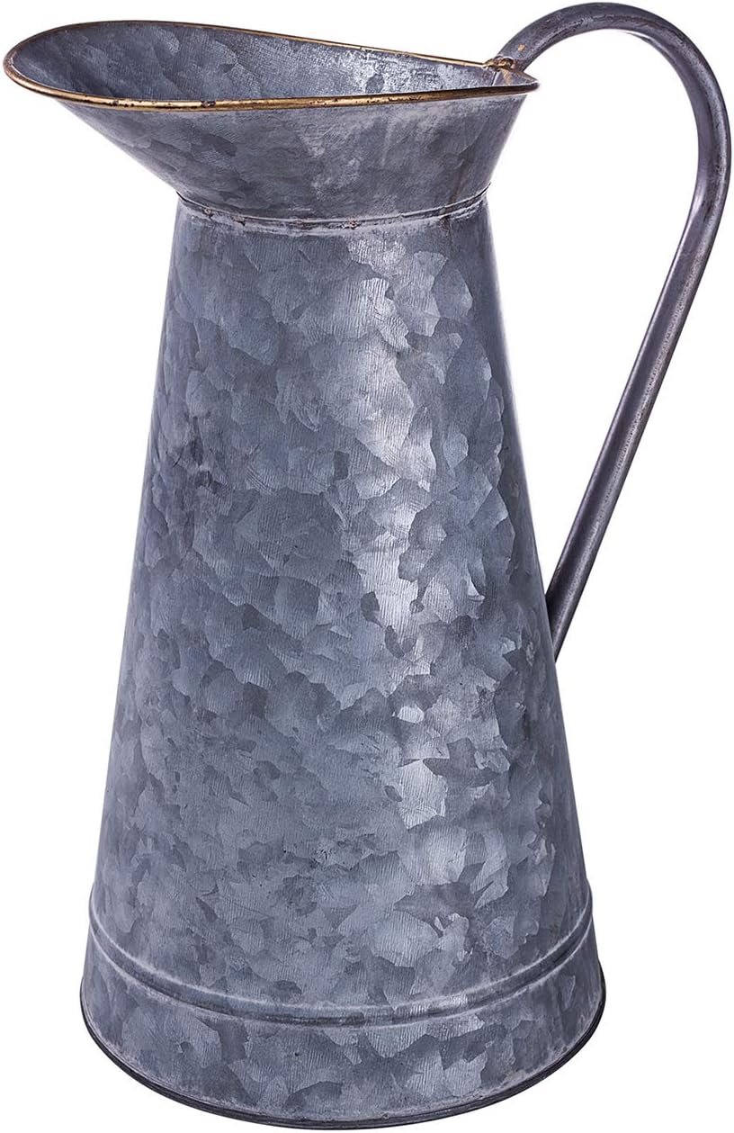 Decorative Galvanized-Metal Pitcher Metal Flower vase | Flower Jug, Garden Decoration | Gardening Gift/Souvenir | Metal Flower Pot/Vase Décor
