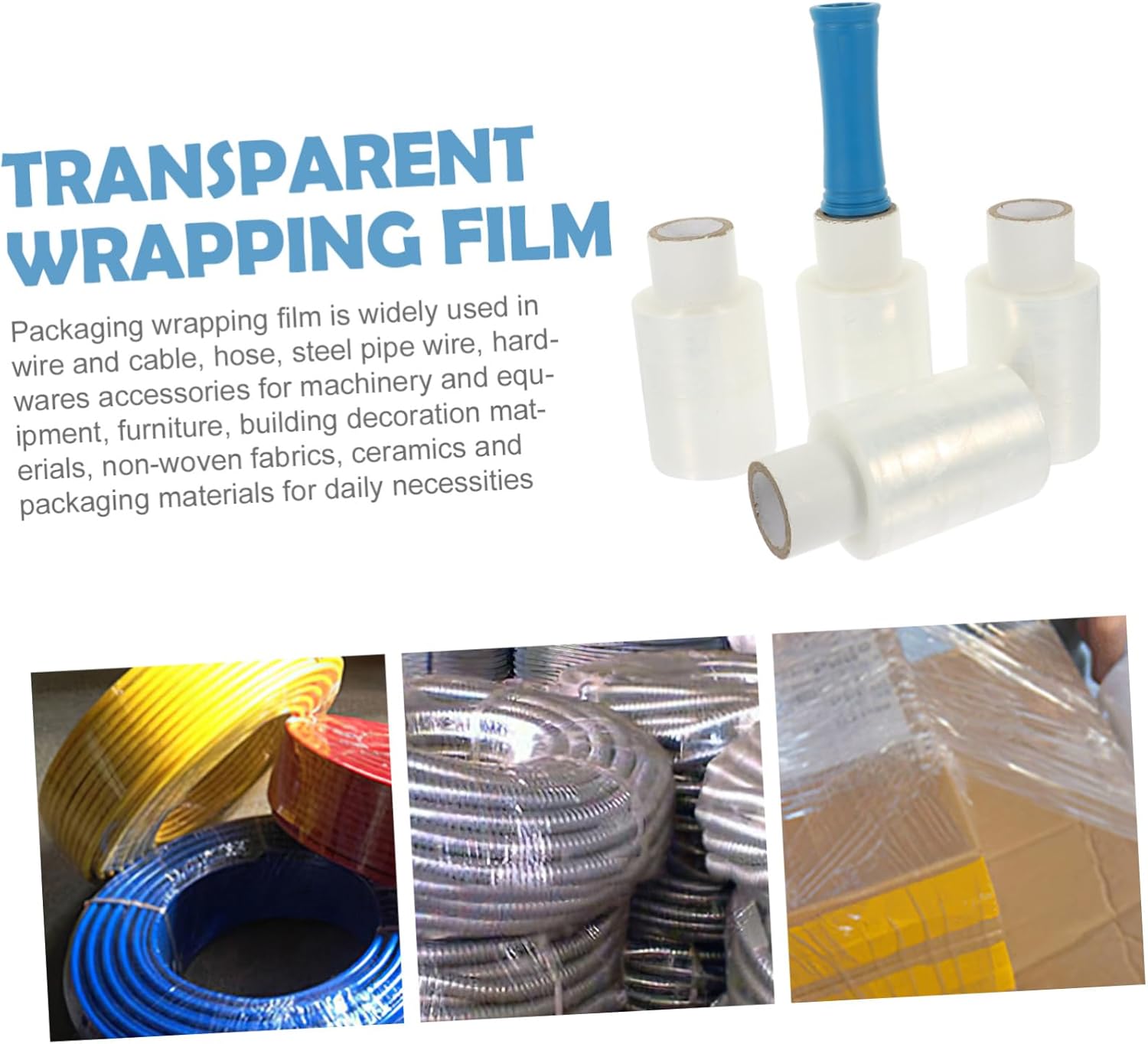 Stretch Wrapping Film with Handle Self-Adhesive and Easy to Use for Industrial Packing Moving and Shipping Film Handle