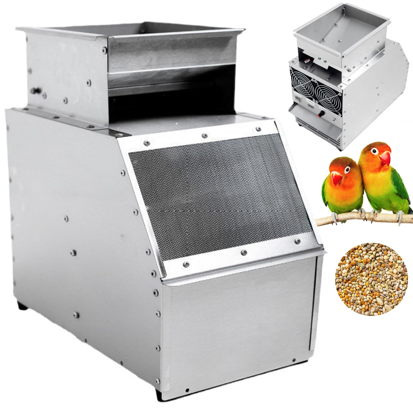 Macchina elettrica per la pulizia dei cereali, macchina per soffiaggio dei cereali per mangimi, velocità del vento regolabile e apertura del mangime, acciaio inossidabile per impieghi gravosi