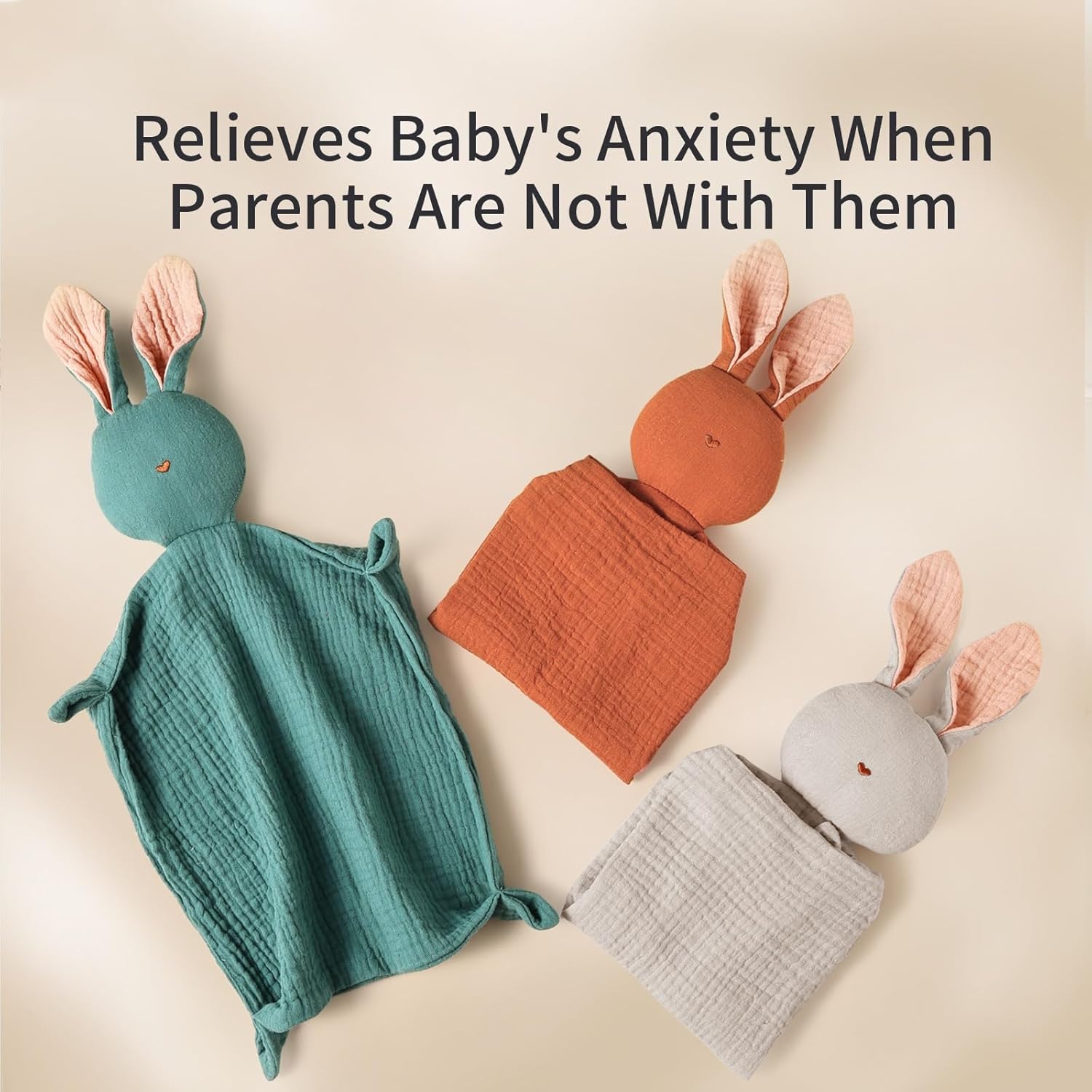 insular Bunny Lovey Blanket for Boys and Girls, Organic Cotton Muslin Security Blanket for Babies, Soft Breathable Lovie Soothing Towel for Newborn and Infant, Green - Image 5