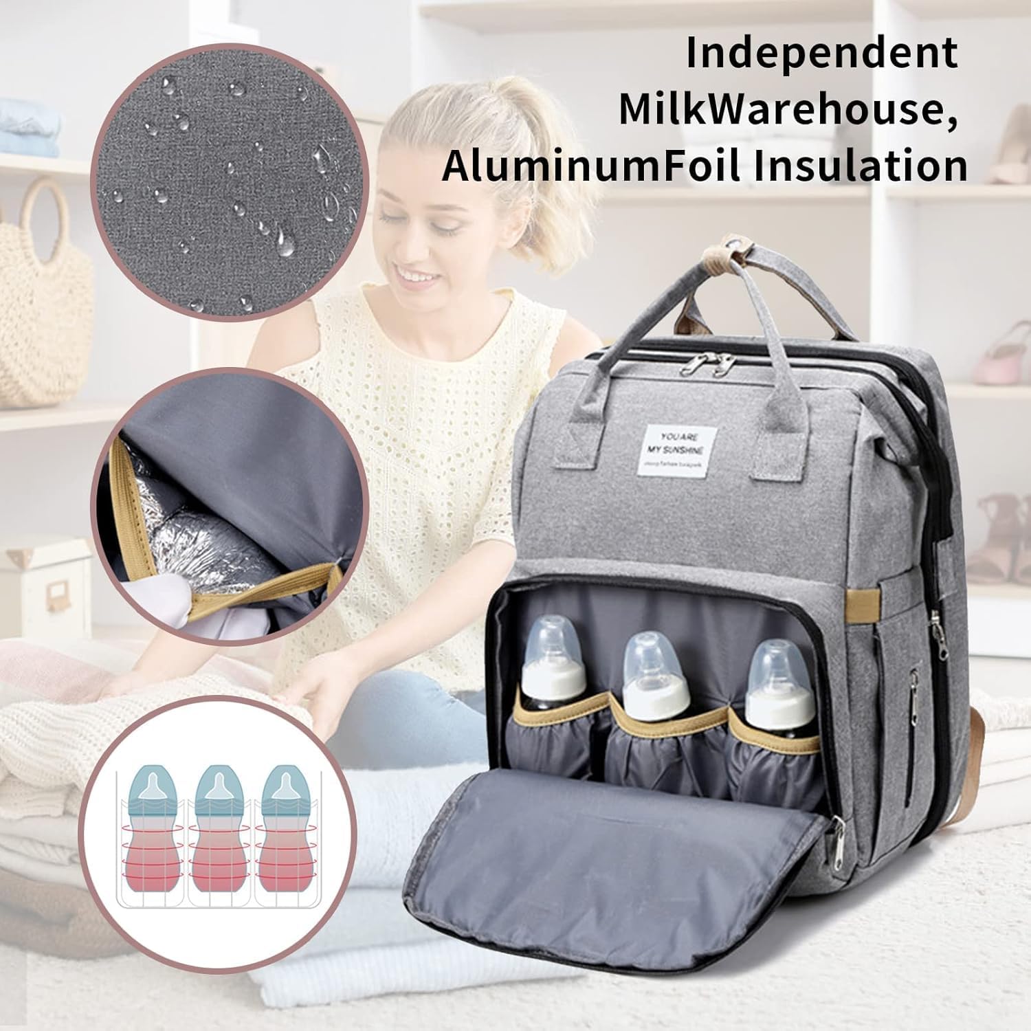 Personalized 3 in 1 Diaper Bag Backpack with Changing Station, Multifunctional Large Baby Diaper Bags for Boys & Girls Portable, Custom Lightweight Changing Bag, Newborn Baby Essential Gifts