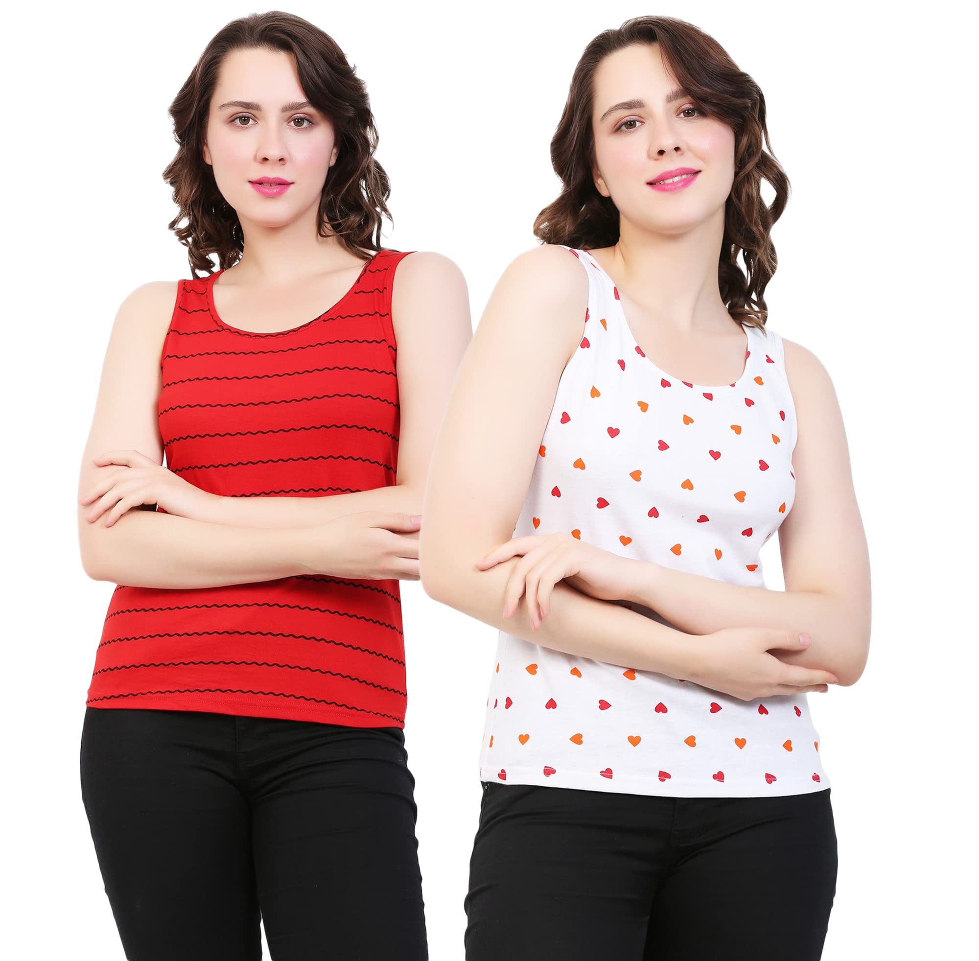 myo Women's Super Combed Cotton Rib Fabric Slim Fit Tank Top-Pack of 2-picture-48