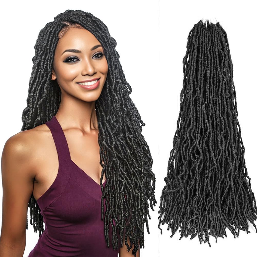 Niseyo Faux Locs Crochet Hair 24 Inch Soft Locs, 6 Packs Long Crochet Locs Pre Looped Crotchet Straight Synthetic Hair Extensions (24 Inch, 2#/Off