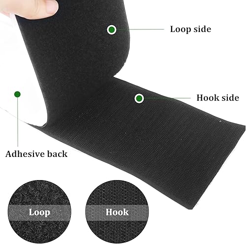 Miniatura 8 de Rollo de cierre adhesivo de cinta de velcro de 1 pulgada, tiras autoadhesivas de nailon resistentes para manualidades de costura en casa y proyectos