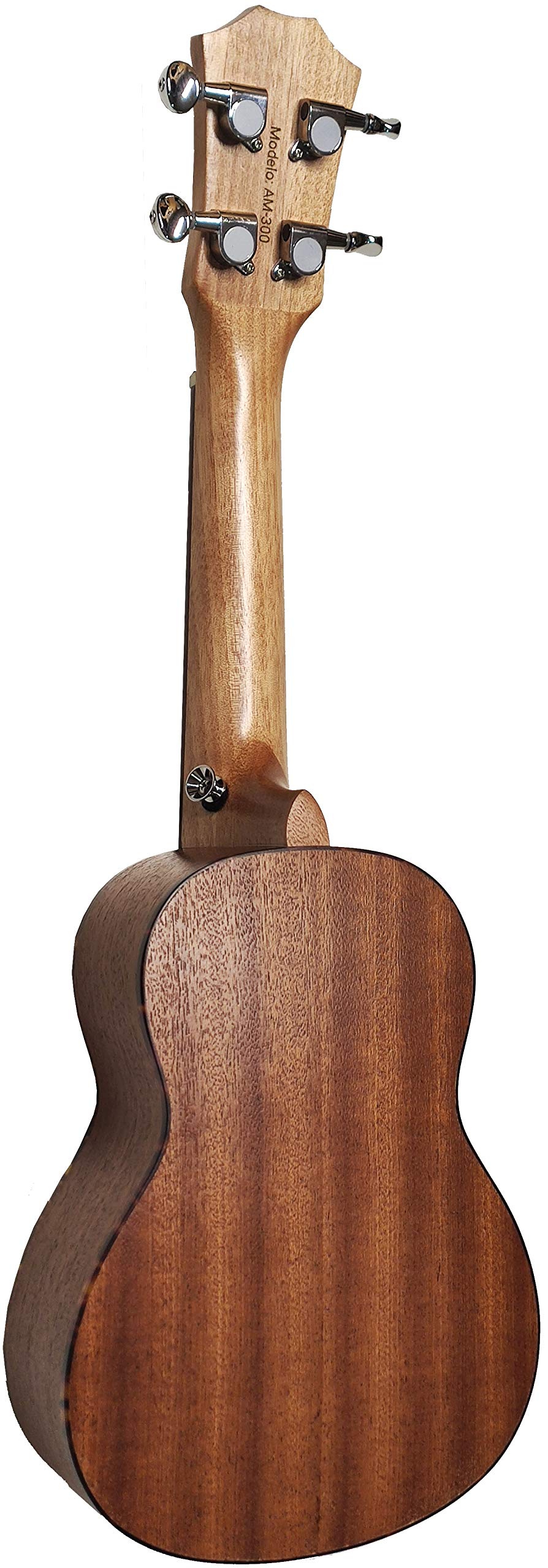 Ukulele Soprano 21" Abete UKAM mod.AM-300, con accordatore a pinza, capotasto speciale ukulele, custodia imbottita con tracolla, set di corde extra e plettri.