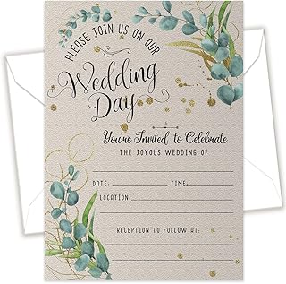 Lone Star Art Wedding Invitation Kit with Envelopes - Eucalyptus Green T...