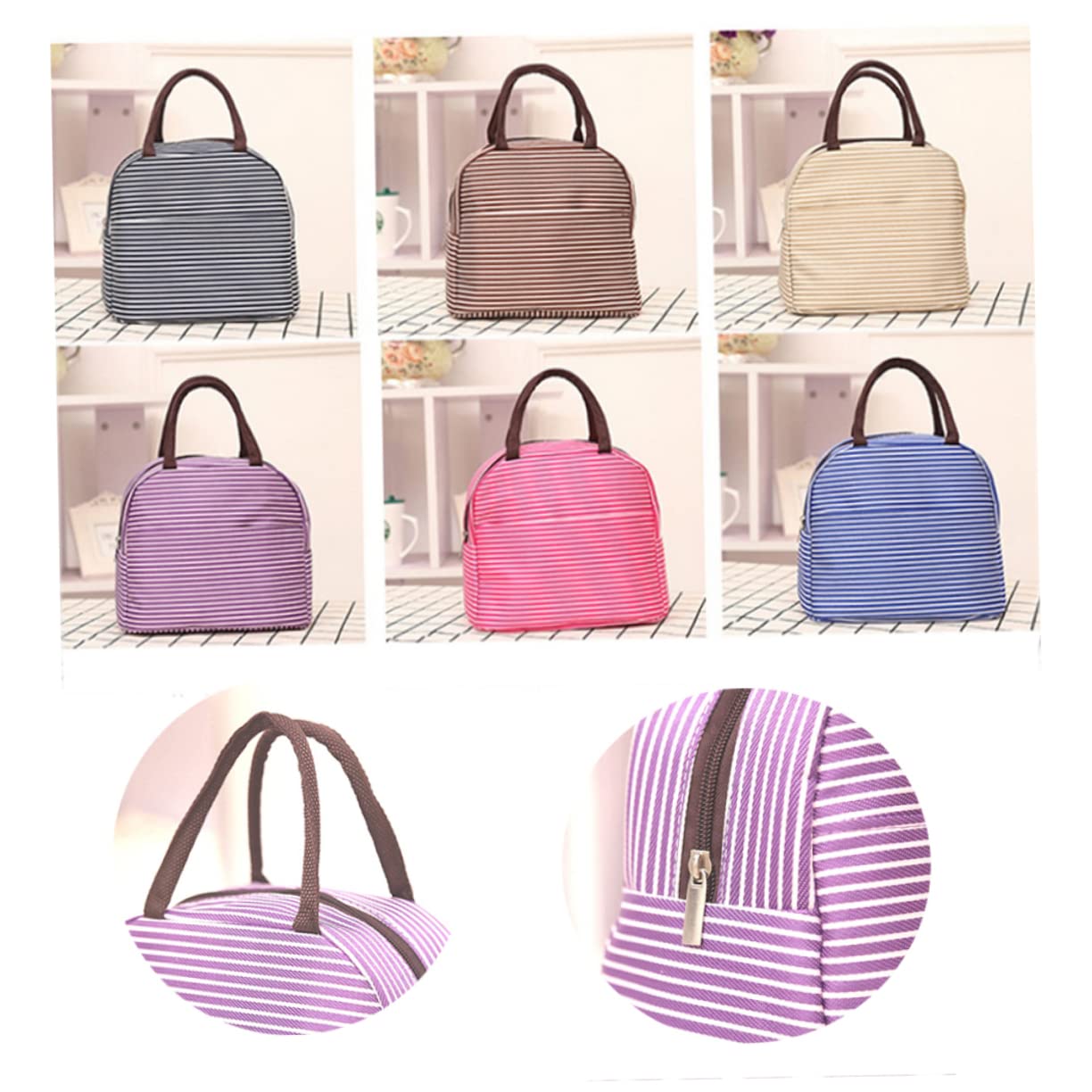 MAGICLULU 2 Piezas Bolsa De Enfriamiento Bolso Bolsa De Aluminio y Algodón Perlado Bolsa De Almuerzo Beige