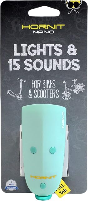 Hornit Mini NANO | Bike & Scooter Horn and Light for Children and Kids | 15 Sound effects / 3 Light settings