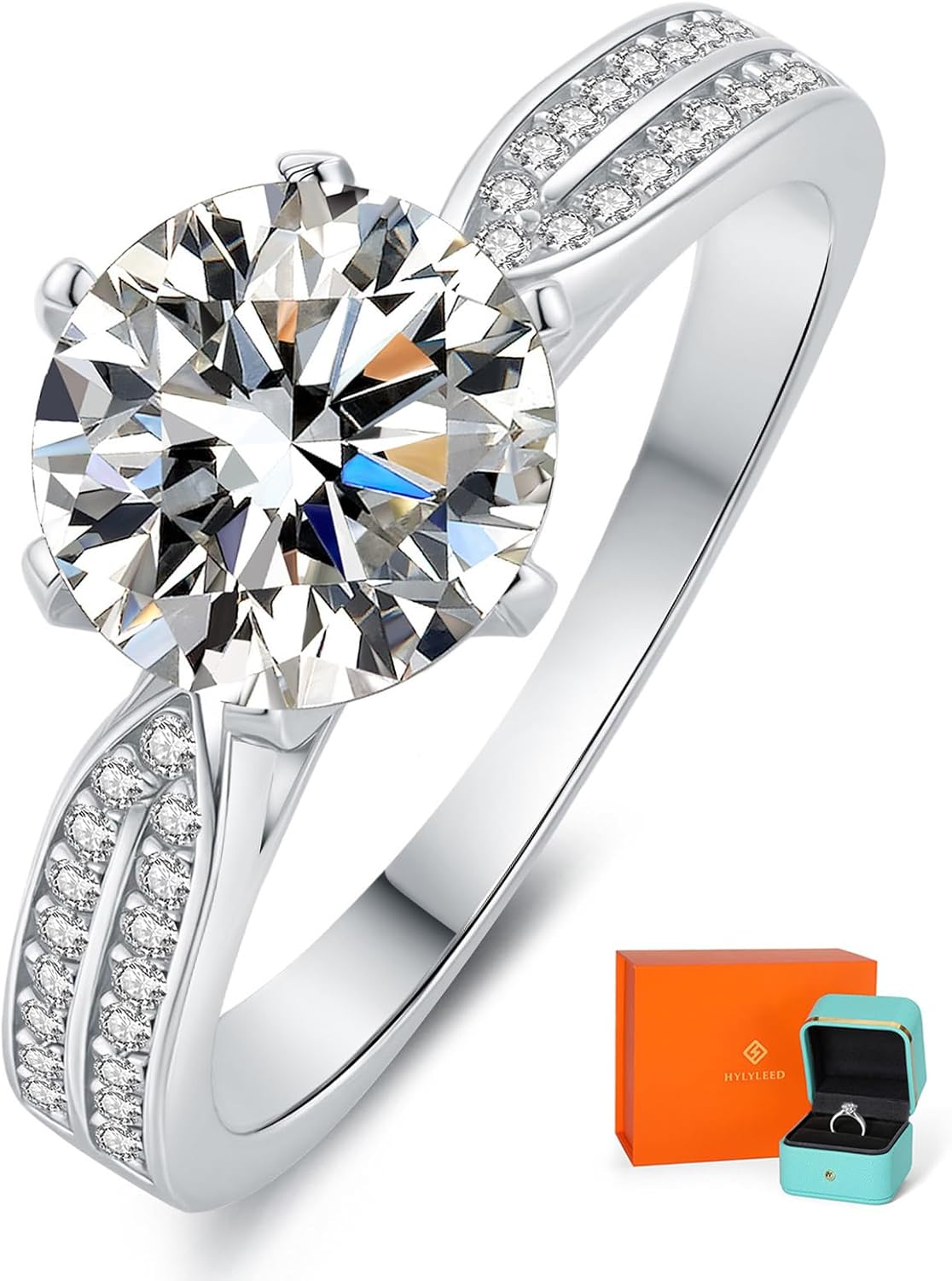 Moissanite Engagement Promise Rings 1CT-3CT 18K White Gold Plated 925 Sterling Silver D Color VVS1 Clarity Wedding Rings Gift for Women GRA Certified