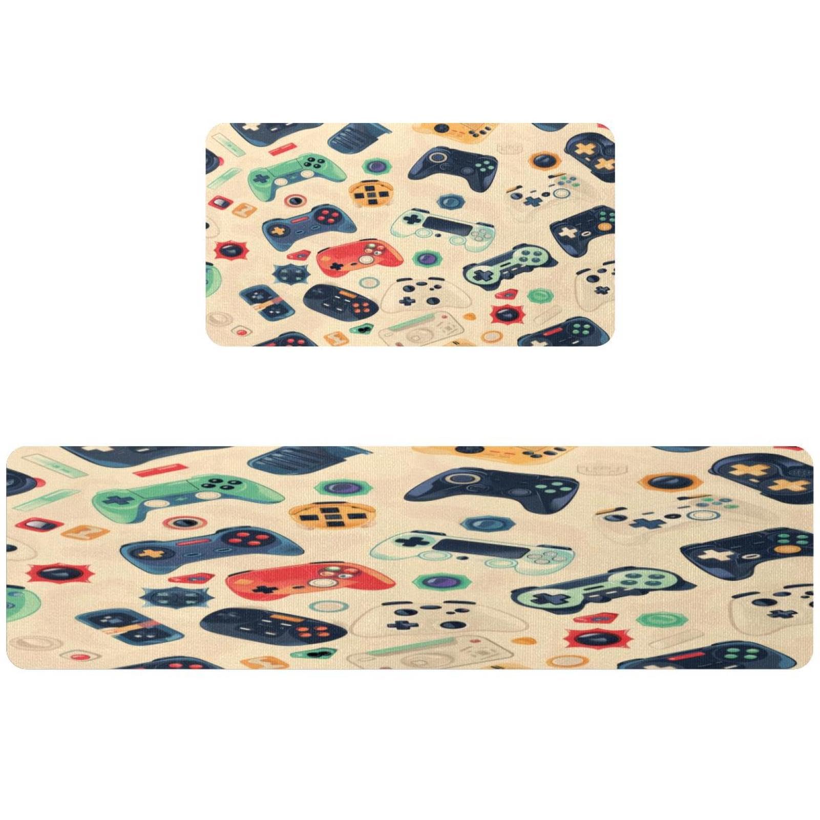 Alfombrilla de cocina antideslizante y lavable con estampado de mandos de juego
