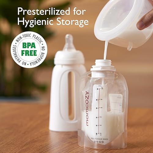 Miniatura 7 de Momcozy Kit de almacenamiento y alimentación de leche materna 3 en 1, 25 piezas, sin lavado, sin transferencia y sin BPA, fácil alimentación directa