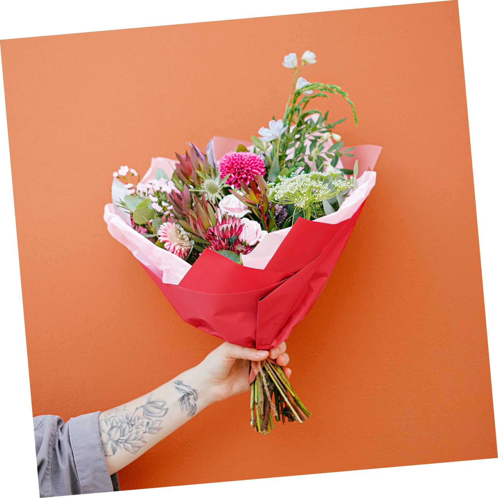 SAFIGLE Kraftpapier Zum Verpacken Geschenkpapier Blumendekorpapier Rot Für Kunsthandwerk Blumensträuße Geschenke Diy-projekte Weihnachten Geburtstage Hochzeiten Abschlussfeiern