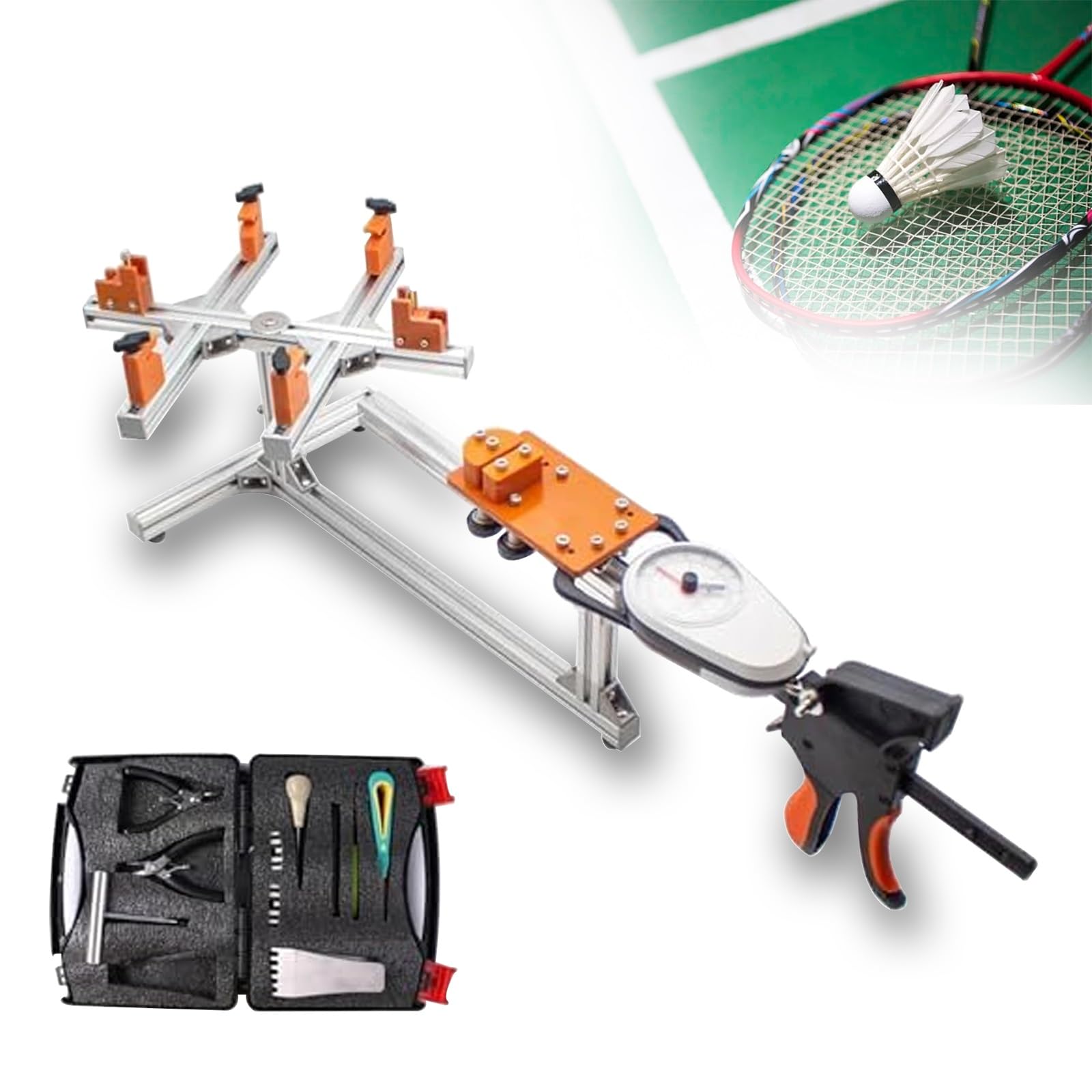 Incordatrice per racchette da badminton, morsetto fisso a 6 punti, morsetto per mosche in lega di alluminio, strumento di manutenzione portatile per principianti