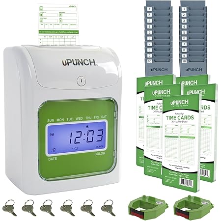 UPunch Ribbon & Time Card Combo – 2 Ribbons + 200 Cards For Gray HN4000 AutoAlign Time Clocks