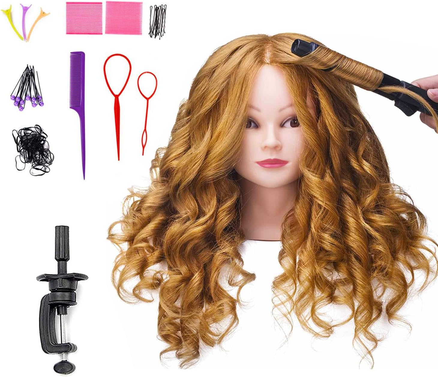 Amazon.com : CZFY Cosmetology Mannequin Head with 100% Real Human Hair ...