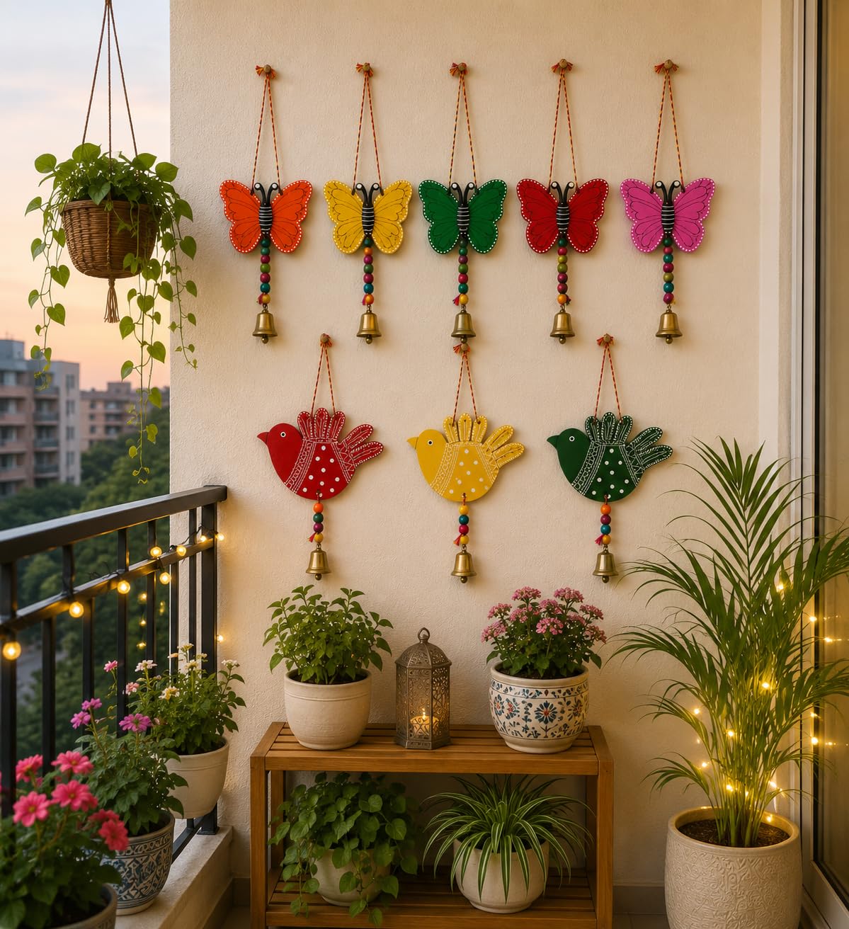 Handmade 5 Butterfly with 3 Birds wall Hanging for Home Decor Garden Balcony Festival Decorative Wall Hanging Home Decoration Item (Pack of 1 Set)-image-10