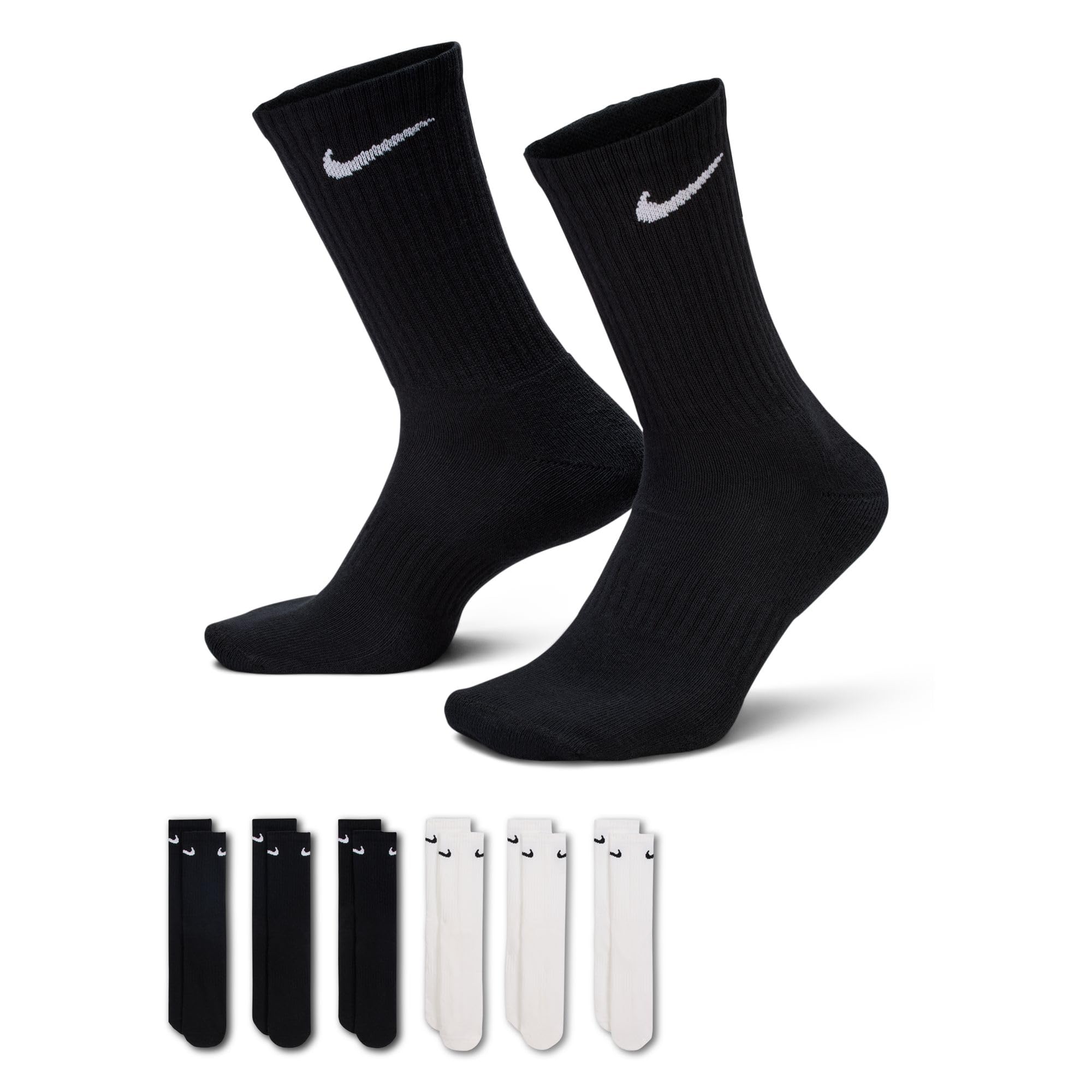 Nike Adult Everyday Cushioned Training Crew Socks (6-Packs) | Mens &amp; Womens